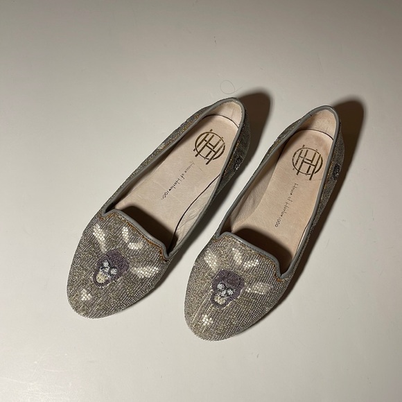 House of Harlow 1960 Beaded Leather Skull Flats - Women’s Size 36.5 - Picture 2 of 13